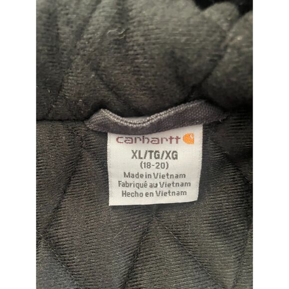 Carhartt Insulated Black Hooded Work Jacket – Size Kids XL (18-20) - Picture 5 of 5